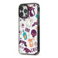 Wacky Purple and Orange Halloween Images iPhone 13 Pro Max Black Impact Case Side Angle on Silver phone