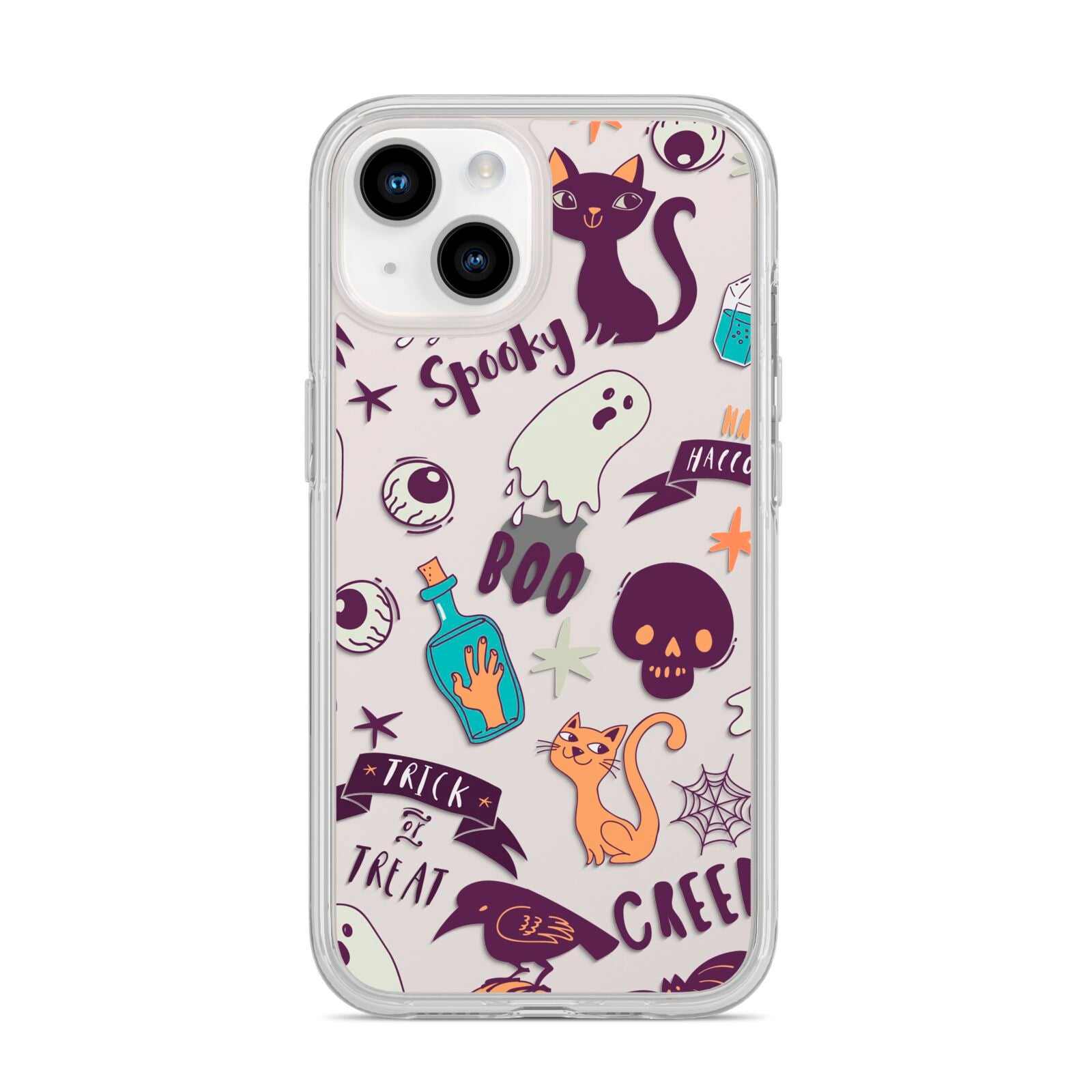 Wacky Purple and Orange Halloween Images iPhone 14 Clear Tough Case Starlight