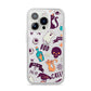 Wacky Purple and Orange Halloween Images iPhone 14 Pro Clear Tough Case Silver