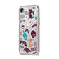 Wacky Purple and Orange Halloween Images iPhone 14 Pro Max Glitter Tough Case Silver Angled Image