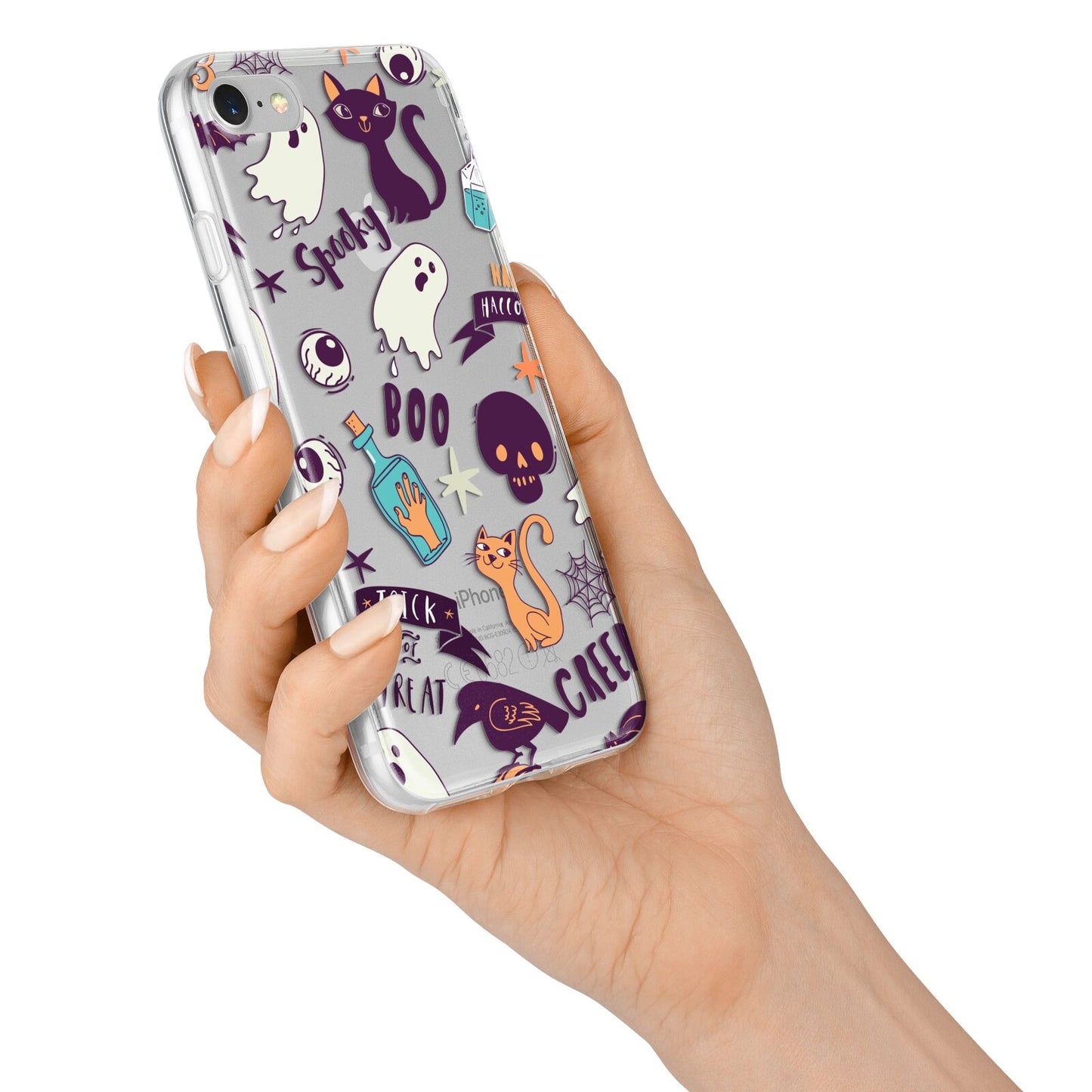 Wacky Purple and Orange Halloween Images iPhone 7 Bumper Case on Silver iPhone Alternative Image