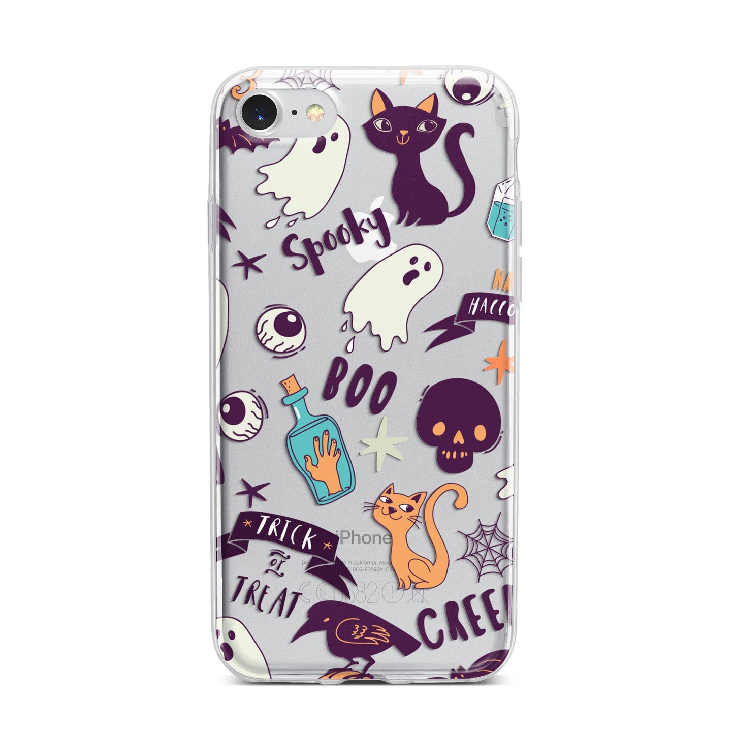 Wacky Purple and Orange Halloween Images iPhone 7 Bumper Case on Silver iPhone