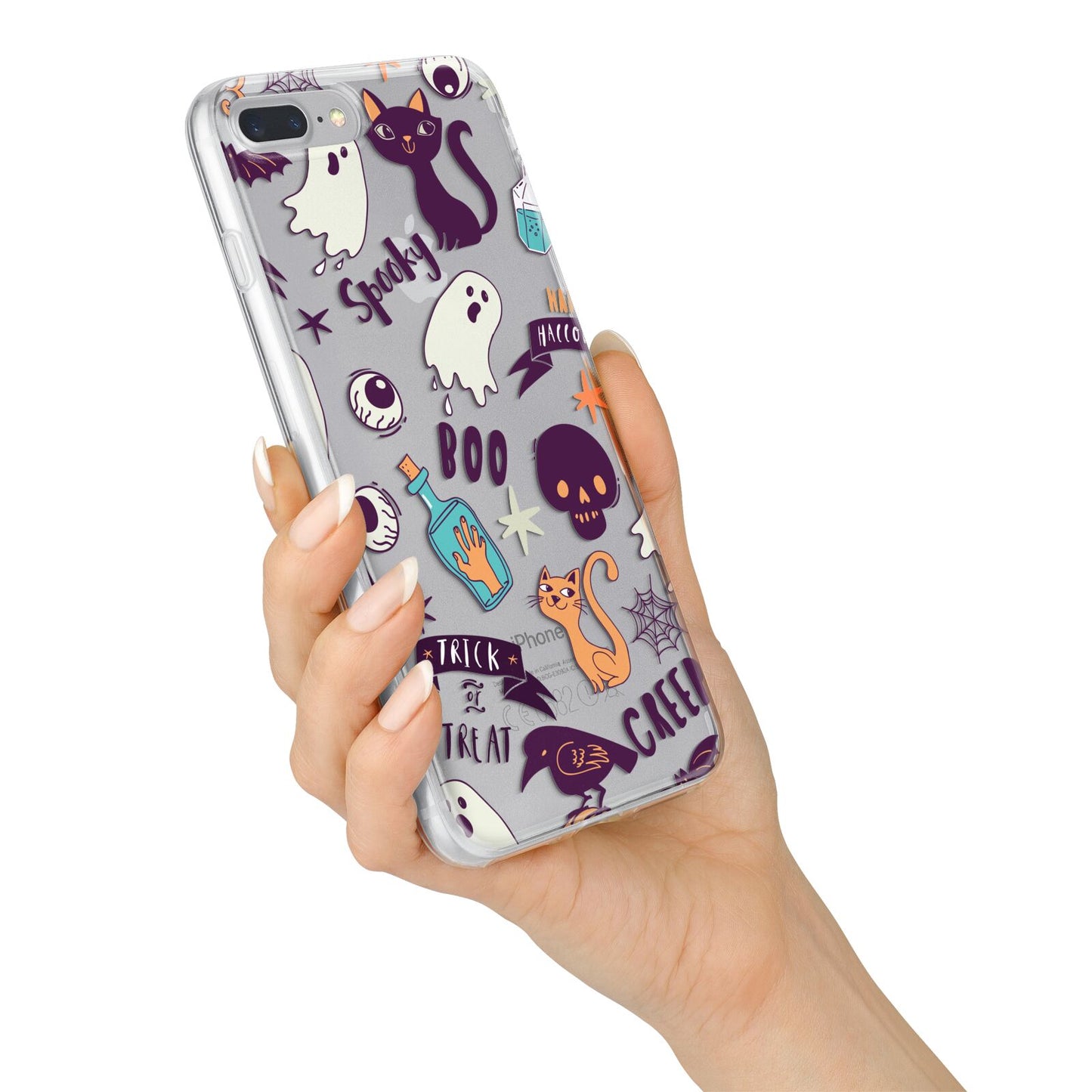 Wacky Purple and Orange Halloween Images iPhone 7 Plus Bumper Case on Silver iPhone Alternative Image