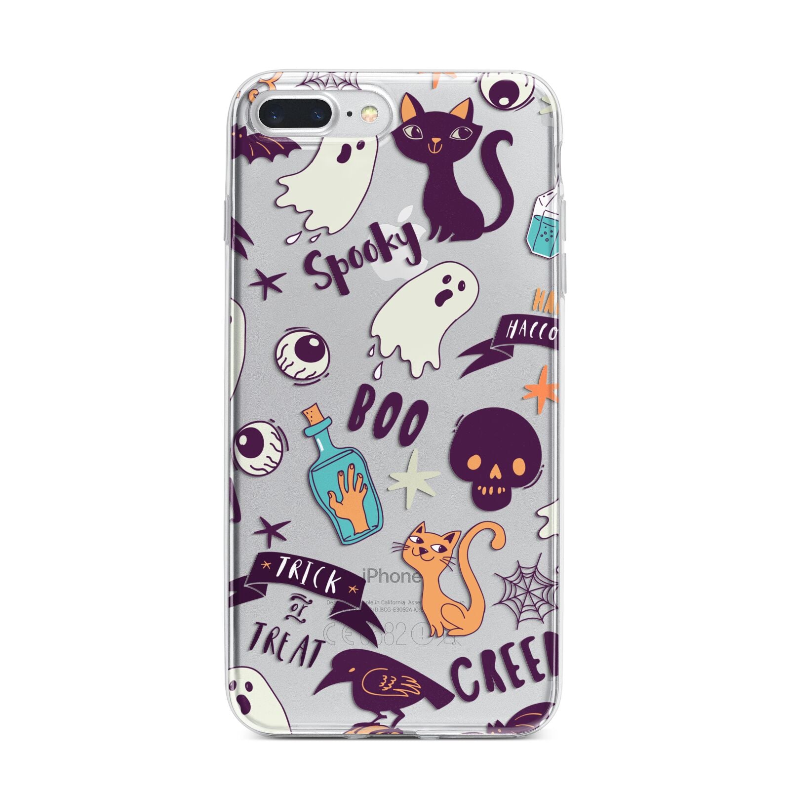 Wacky Purple and Orange Halloween Images iPhone 7 Plus Bumper Case on Silver iPhone