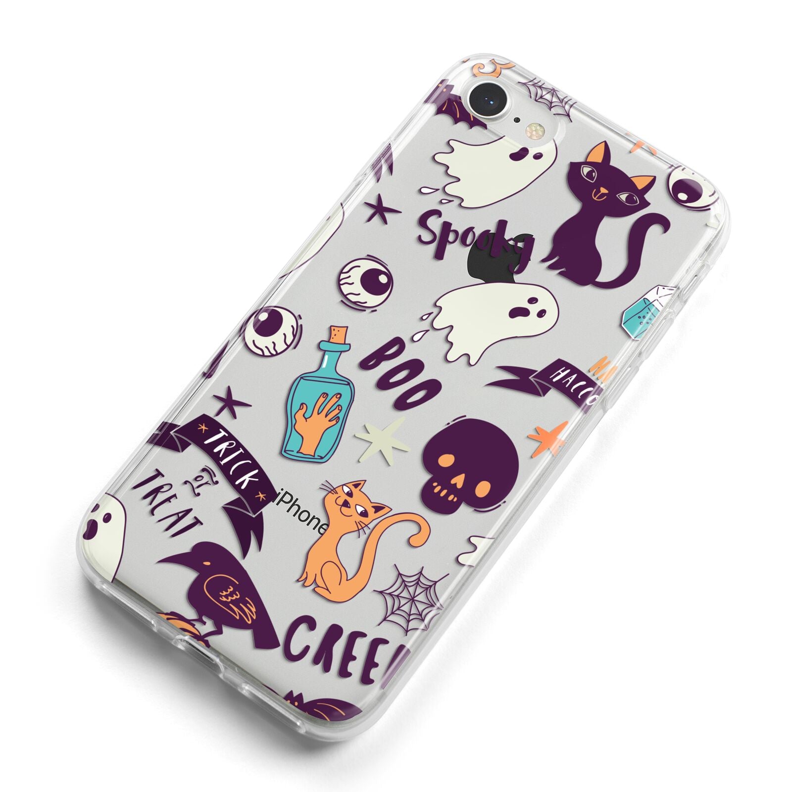 Wacky Purple and Orange Halloween Images iPhone 8 Bumper Case on Silver iPhone Alternative Image