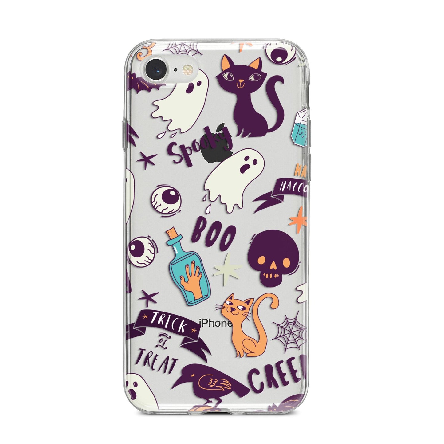 Wacky Purple and Orange Halloween Images iPhone 8 Bumper Case on Silver iPhone