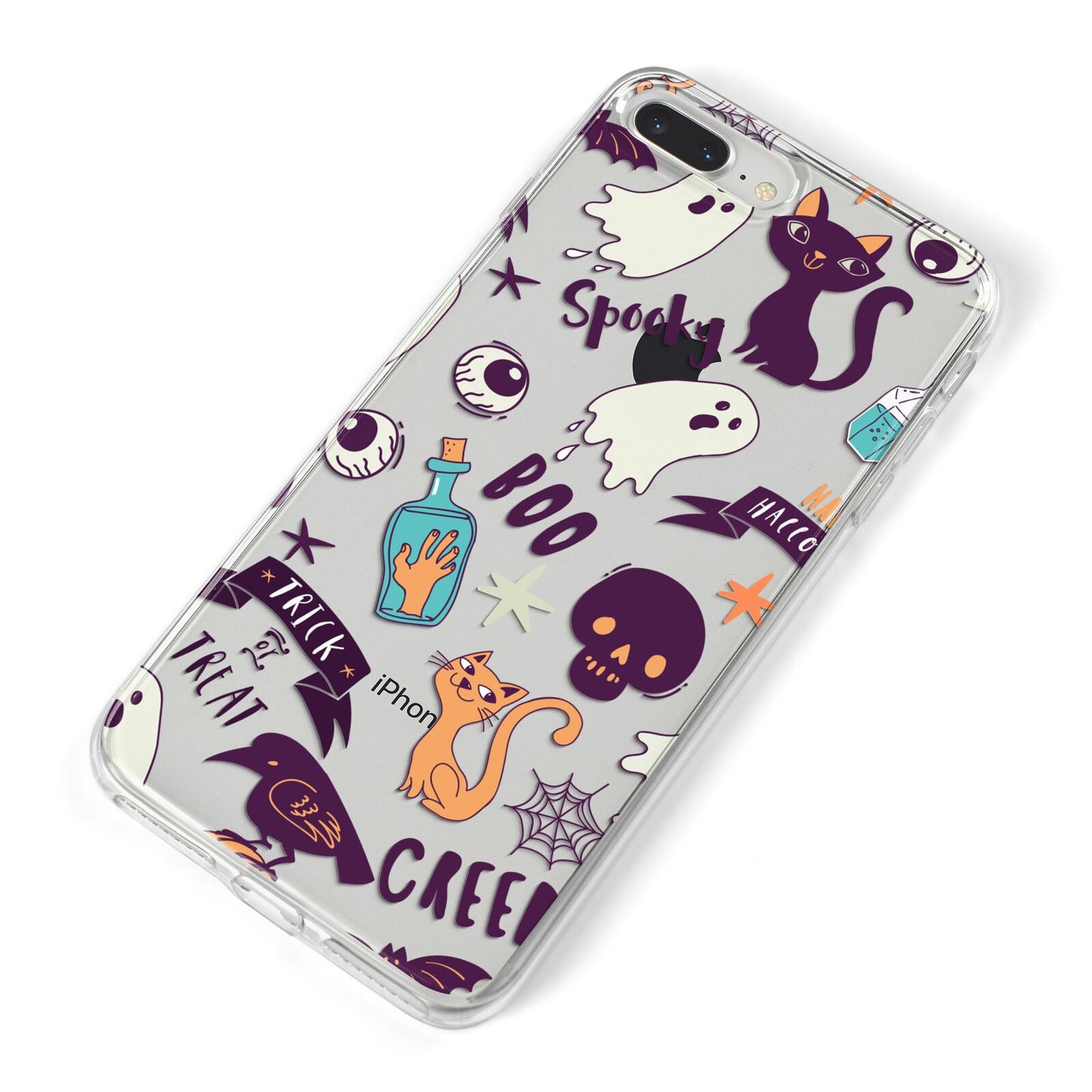 Wacky Purple and Orange Halloween Images iPhone 8 Plus Bumper Case on Silver iPhone Alternative Image