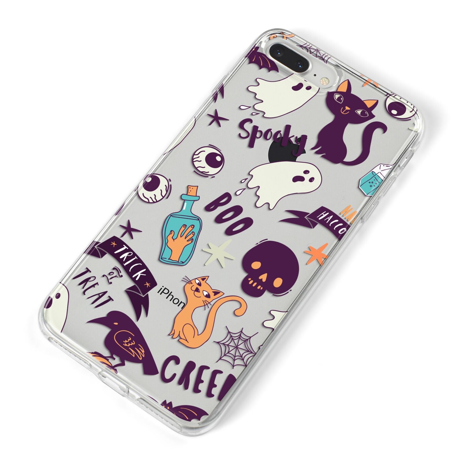 Wacky Purple and Orange Halloween Images iPhone 8 Plus Bumper Case on Silver iPhone Alternative Image