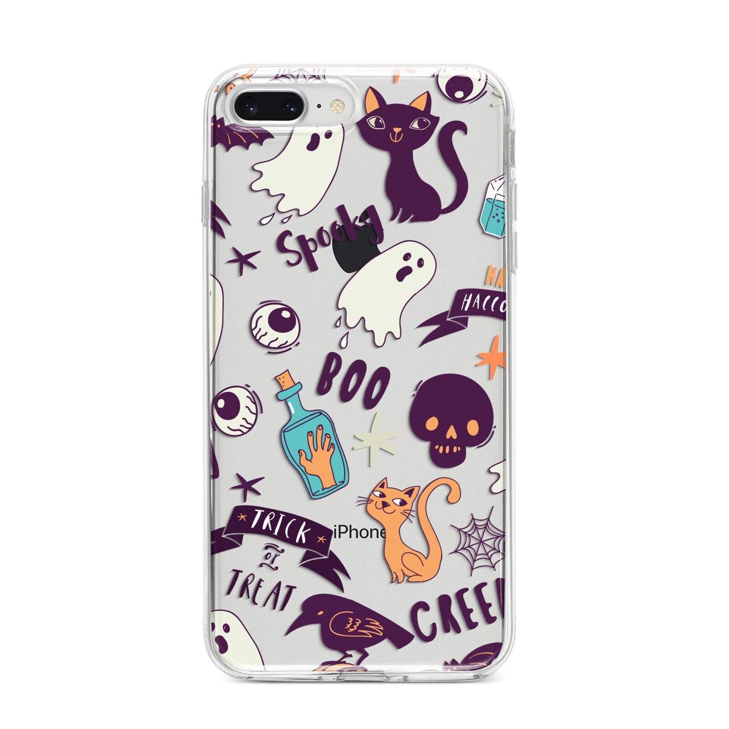 Wacky Purple and Orange Halloween Images iPhone 8 Plus Bumper Case on Silver iPhone