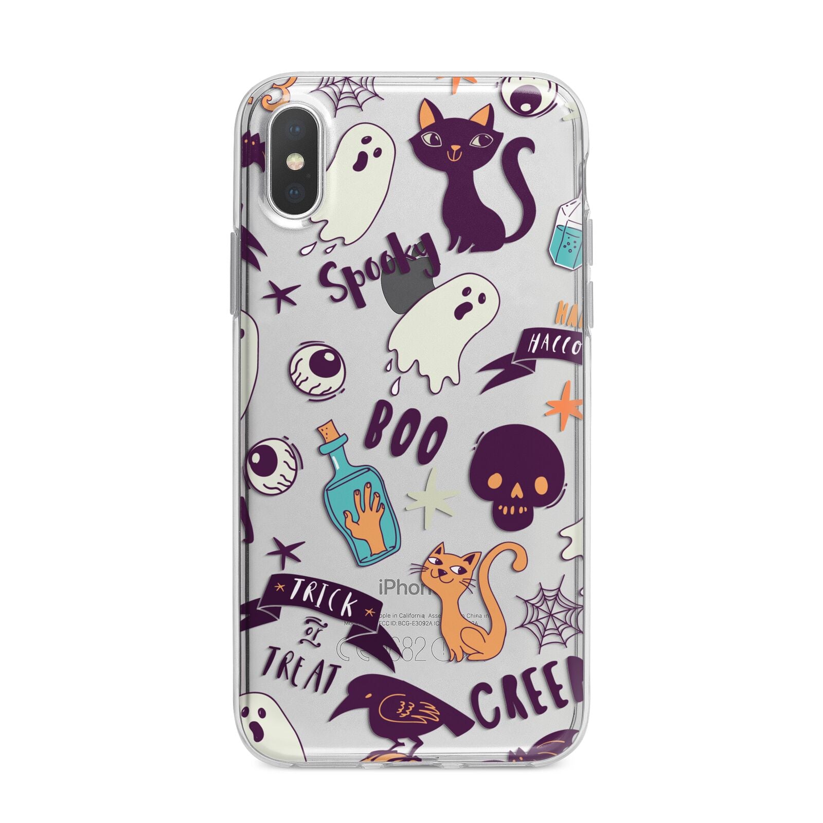 Wacky Purple and Orange Halloween Images iPhone X Bumper Case on Silver iPhone Alternative Image 1