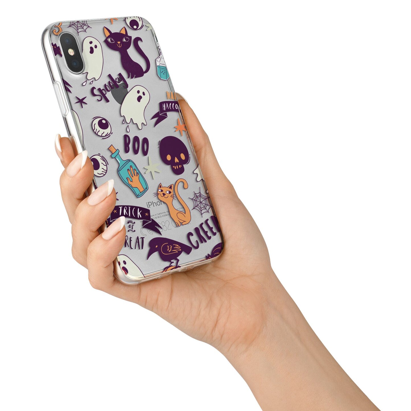 Wacky Purple and Orange Halloween Images iPhone X Bumper Case on Silver iPhone Alternative Image 2