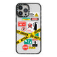 Warning Labels iPhone 13 Pro Max Black Impact Case on Silver phone