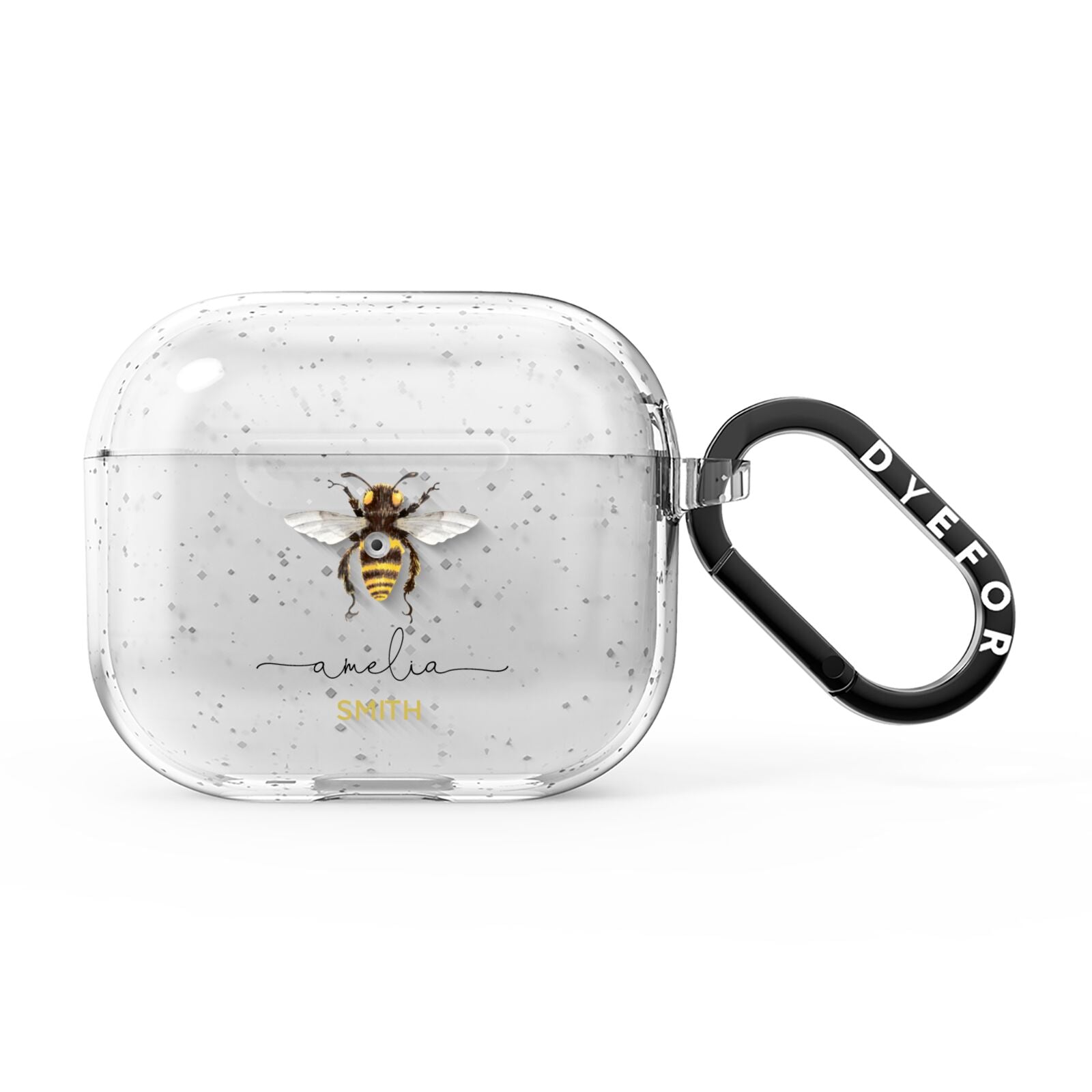 Watercolour Bee Personalised Name AirPods Glitter Case 3rd Gen