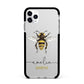 Watercolour Bee Personalised Name Apple iPhone 11 Pro Max in Silver with Black Impact Case