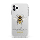 Watercolour Bee Personalised Name Apple iPhone 11 Pro Max in Silver with White Impact Case