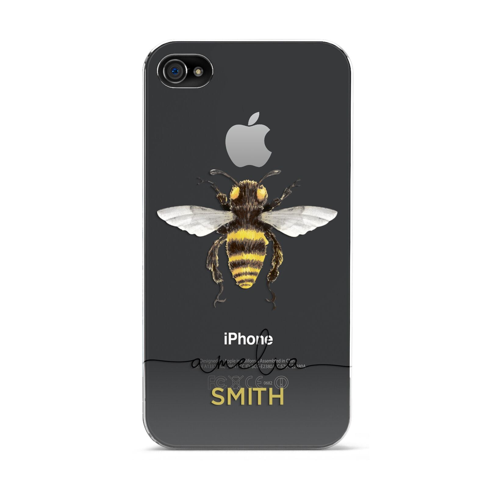 Watercolour Bee Personalised Name Apple iPhone 4s Case