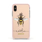 Watercolour Bee Personalised Name Apple iPhone Xs Impact Case Pink Edge on Gold Phone
