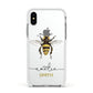 Watercolour Bee Personalised Name Apple iPhone Xs Impact Case White Edge on Silver Phone