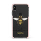 Watercolour Bee Personalised Name Apple iPhone Xs Max Impact Case Pink Edge on Black Phone