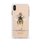 Watercolour Bee Personalised Name Apple iPhone Xs Max Impact Case White Edge on Gold Phone