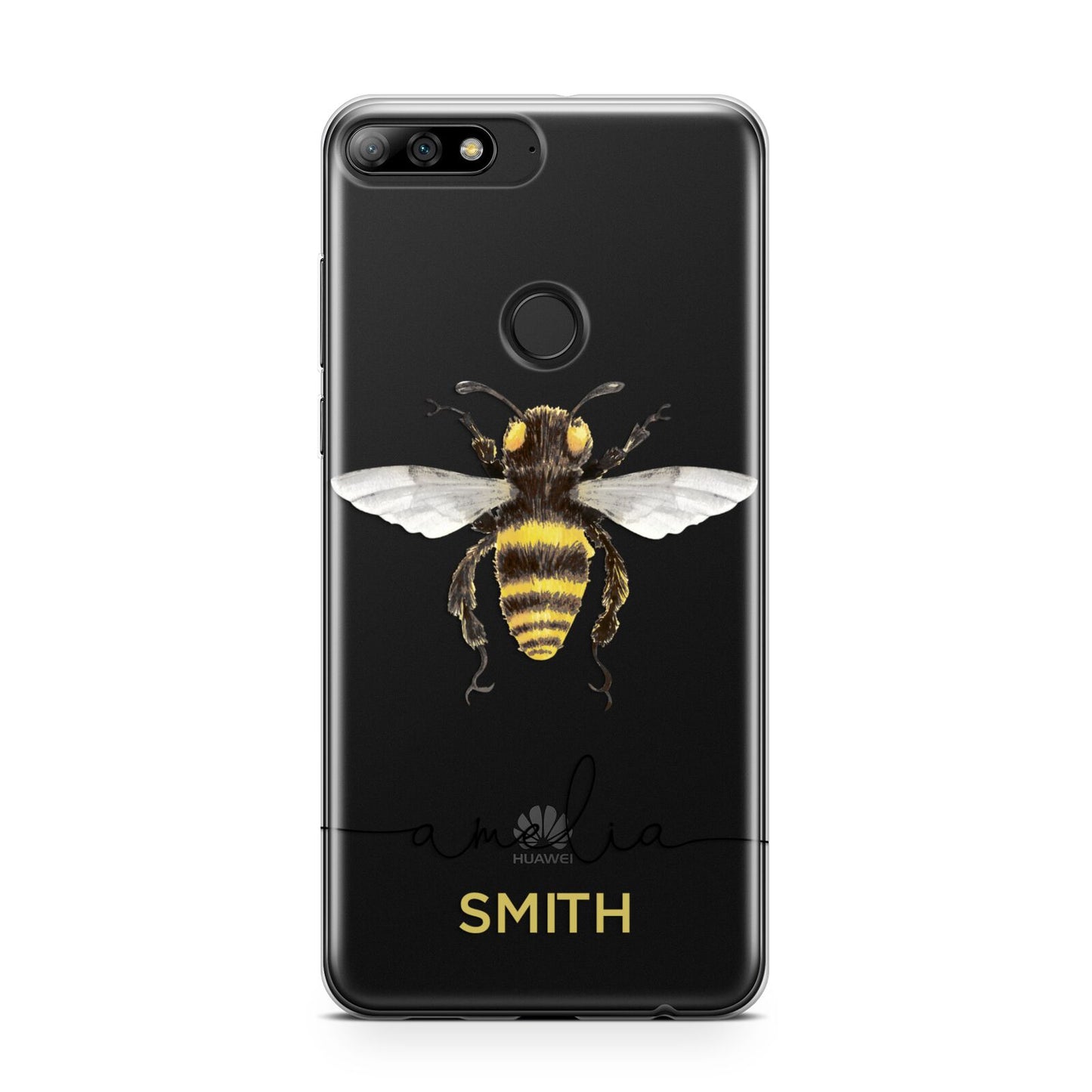 Watercolour Bee Personalised Name Huawei Y7 2018
