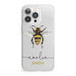 Watercolour Bee Personalised Name iPhone 13 Pro Clear Bumper Case