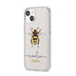 Watercolour Bee Personalised Name iPhone 14 Clear Tough Case Starlight Angled Image