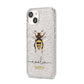 Watercolour Bee Personalised Name iPhone 14 Glitter Tough Case Starlight Angled Image