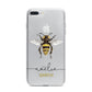 Watercolour Bee Personalised Name iPhone 7 Plus Bumper Case on Silver iPhone