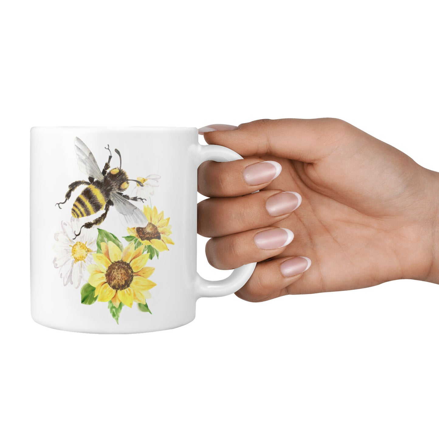 Watercolour Bee and Sunflowers 10oz Mug Alternative Image 4
