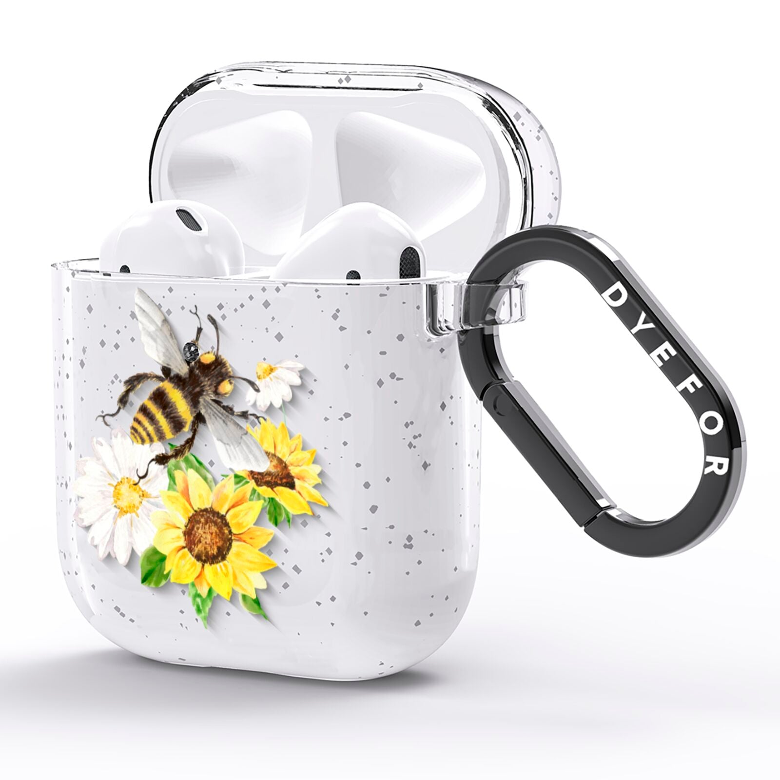 Watercolour Bee and Sunflowers AirPods Glitter Case Side Image