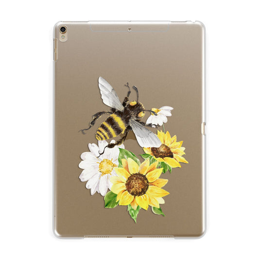 Watercolour Bee and Sunflowers Apple iPad Gold Case