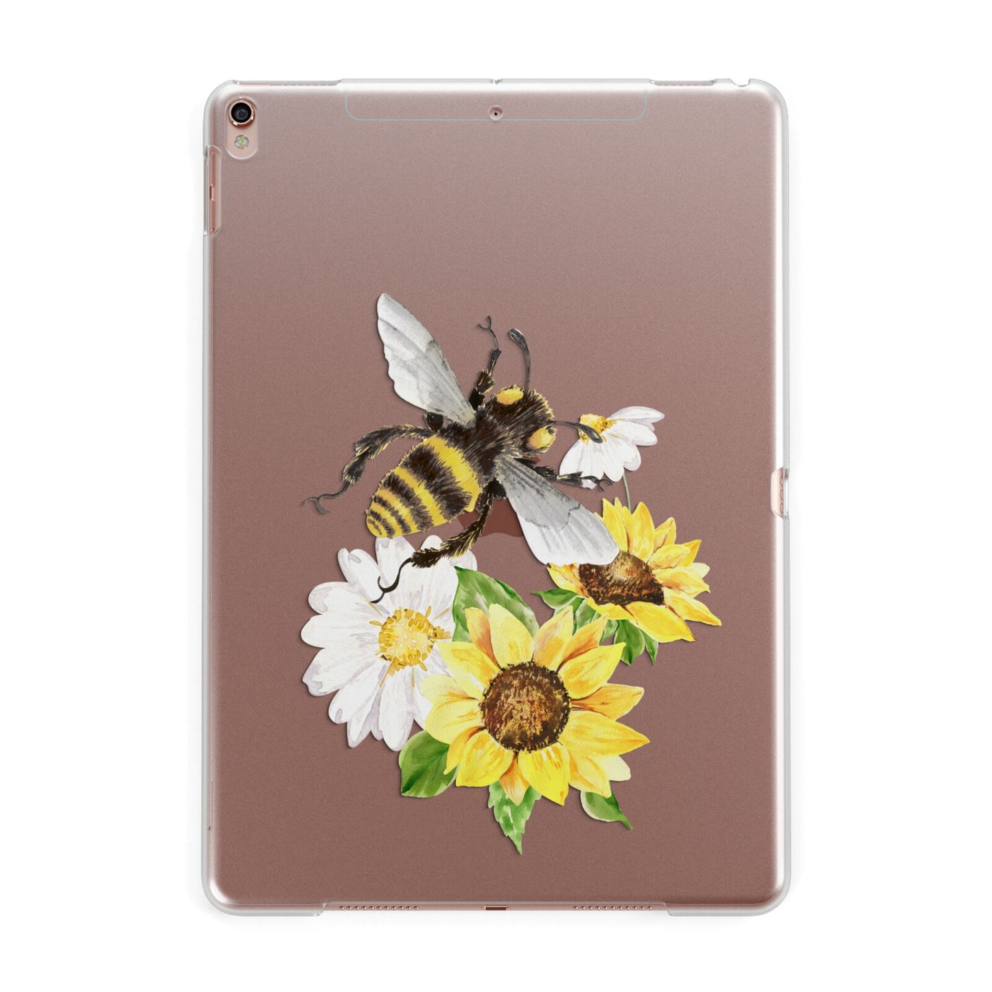 Watercolour Bee and Sunflowers Apple iPad Rose Gold Case