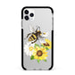 Watercolour Bee and Sunflowers Apple iPhone 11 Pro Max in Silver with Black Impact Case