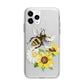 Watercolour Bee and Sunflowers Apple iPhone 11 Pro Max in Silver with Bumper Case