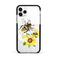 Watercolour Bee and Sunflowers Apple iPhone 11 Pro in Silver with Black Impact Case