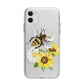 Watercolour Bee and Sunflowers Apple iPhone 11 in White with Bumper Case