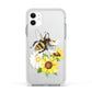 Watercolour Bee and Sunflowers Apple iPhone 11 in White with White Impact Case