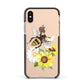 Watercolour Bee and Sunflowers Apple iPhone Xs Impact Case Black Edge on Gold Phone