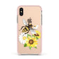 Watercolour Bee and Sunflowers Apple iPhone Xs Impact Case Pink Edge on Gold Phone
