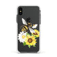 Watercolour Bee and Sunflowers Apple iPhone Xs Impact Case White Edge on Black Phone