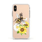 Watercolour Bee and Sunflowers Apple iPhone Xs Impact Case White Edge on Gold Phone