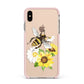 Watercolour Bee and Sunflowers Apple iPhone Xs Max Impact Case Pink Edge on Gold Phone