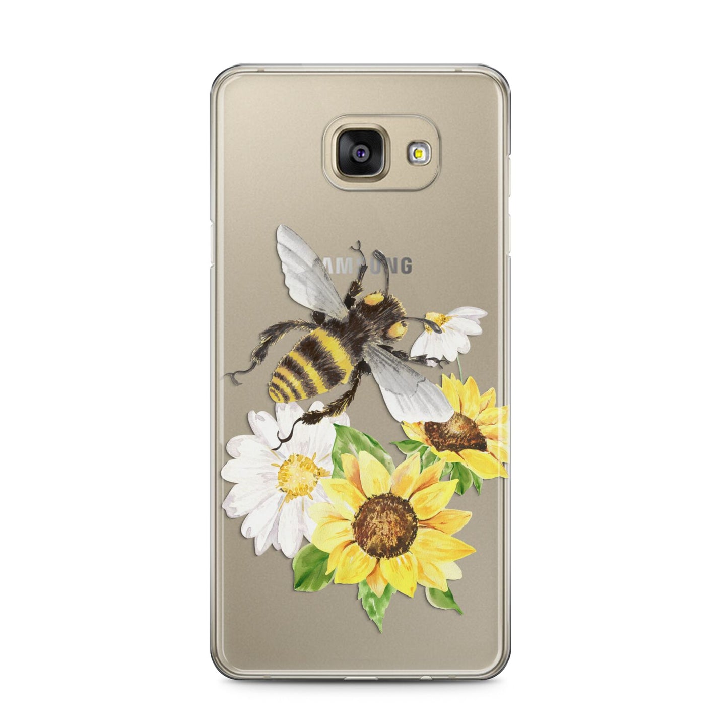 Watercolour Bee and Sunflowers Samsung Galaxy A5 2016 Case on gold phone