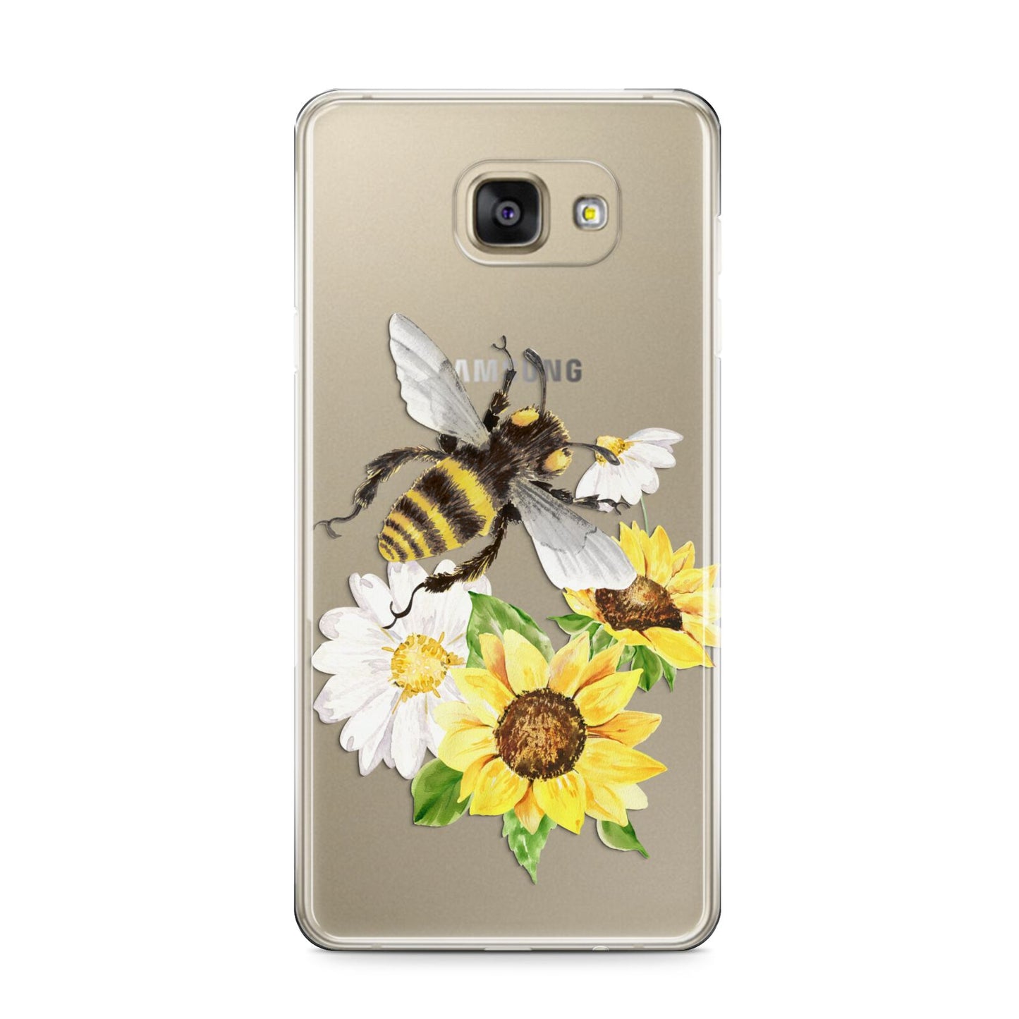 Watercolour Bee and Sunflowers Samsung Galaxy A9 2016 Case on gold phone