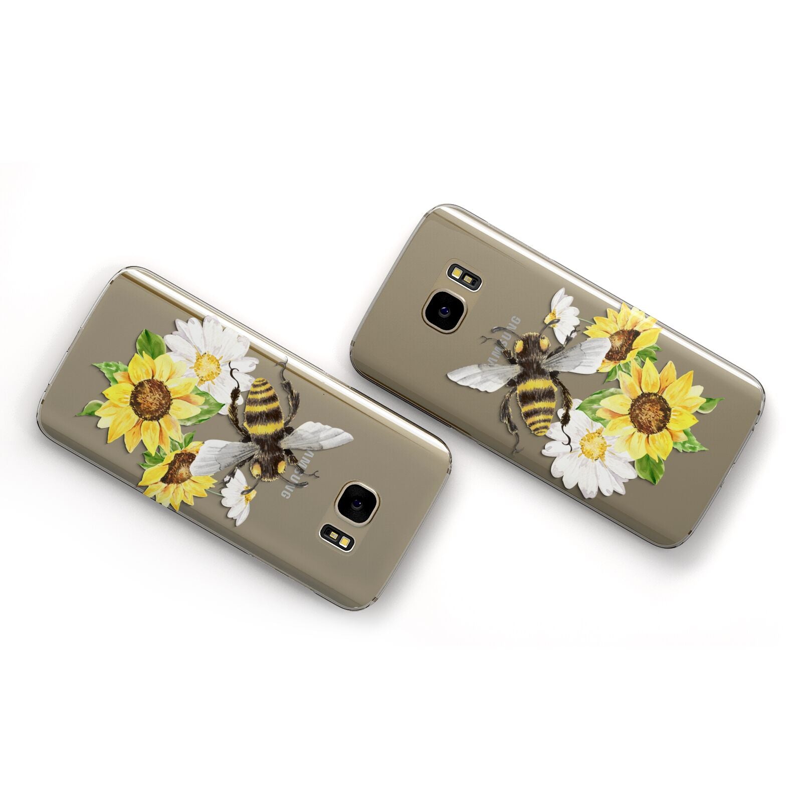 Watercolour Bee and Sunflowers Samsung Galaxy Case Flat Overview