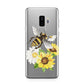 Watercolour Bee and Sunflowers Samsung Galaxy S9 Plus Case on Silver phone