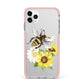 Watercolour Bee and Sunflowers iPhone 11 Pro Max Impact Pink Edge Case