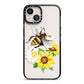 Watercolour Bee and Sunflowers iPhone 13 Black Impact Case on Silver phone