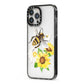 Watercolour Bee and Sunflowers iPhone 13 Pro Max Black Impact Case Side Angle on Silver phone